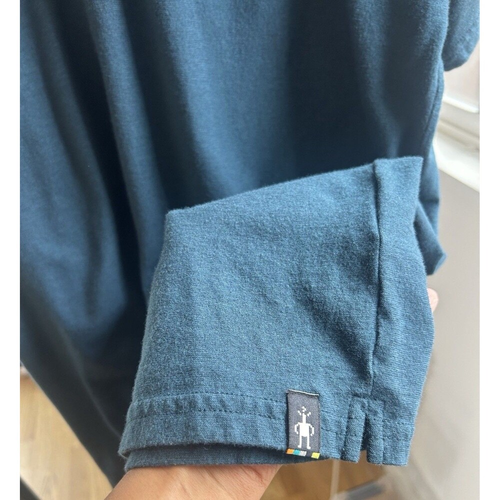 Smartwool Polo Shirt Mens M Twilight Blue Merino Wool Organic Cotton Short Sleev - Picture 8 of 12